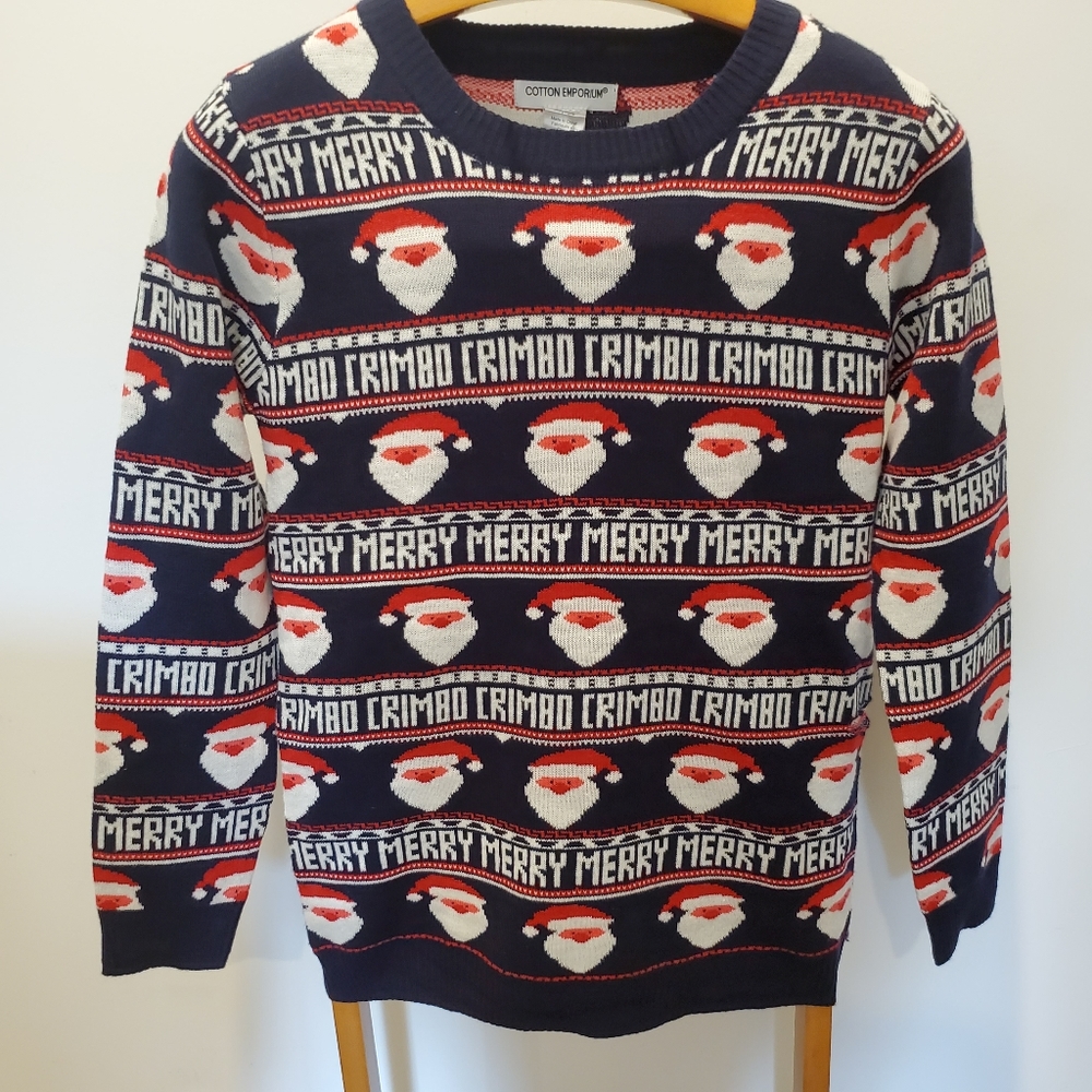 Cotton Emporium Christmas Santa Sweater Stripes Crimbo Small